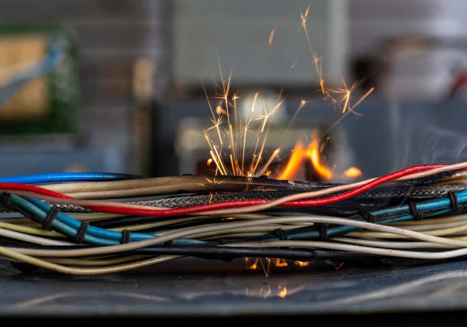 exposed electrical wiring (sparking)